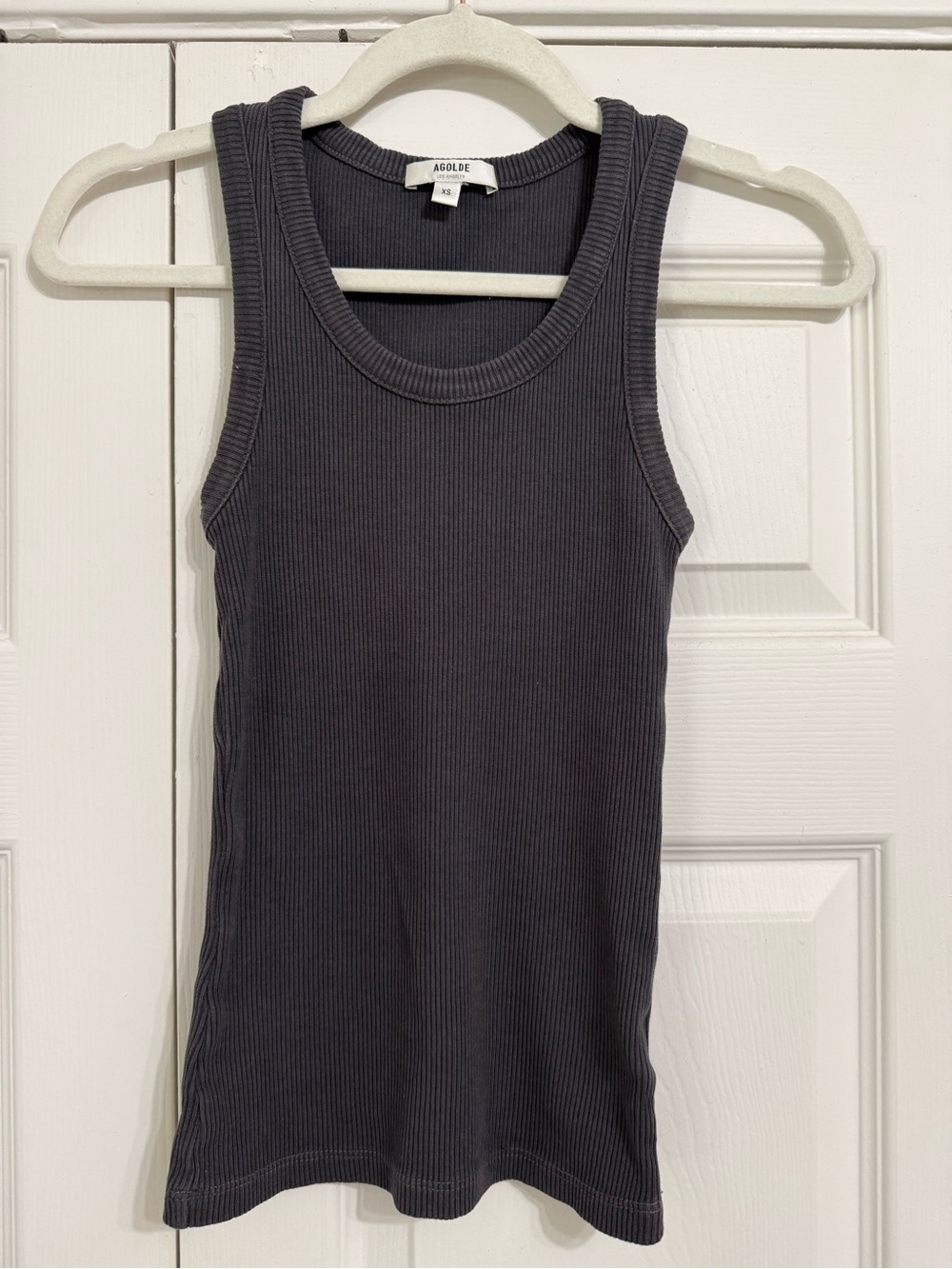 AGolde Charcoal Ribbed Tank Top - Women's Sleeveless Rib Tee